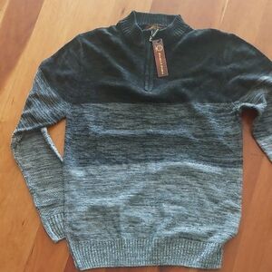 Men's Gray Sweater with Half-Zip